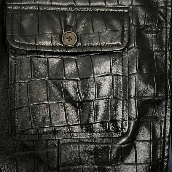 New! J. Crew Collection Lady Jacket in Croc-Embossed Black Leather - Picture 5 of 11